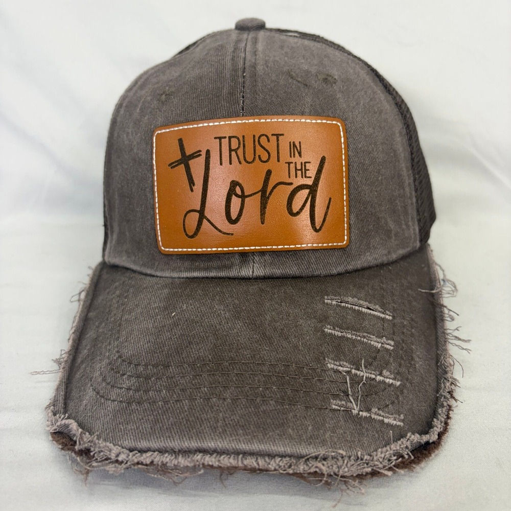 Unbranded Trucker Hat Trust in the Lord Unisex OSFM Gray Distressed Cap